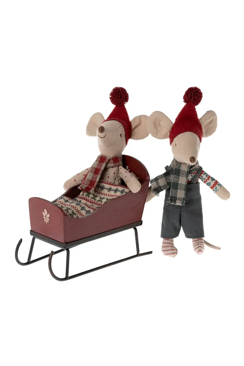 Maileg - Sleigh, Mouse - Red