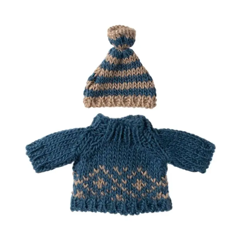 Maileg Strikket Sweater og Hue - Mus - Far