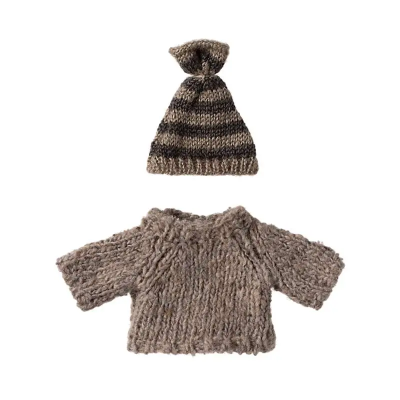 Maileg Strikket Sweater og Hue - Mus - Storebror