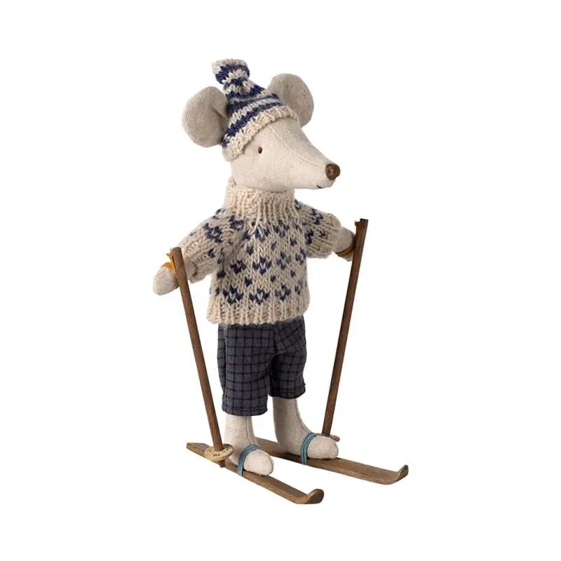 Maileg Vintermus m. Ski - Far