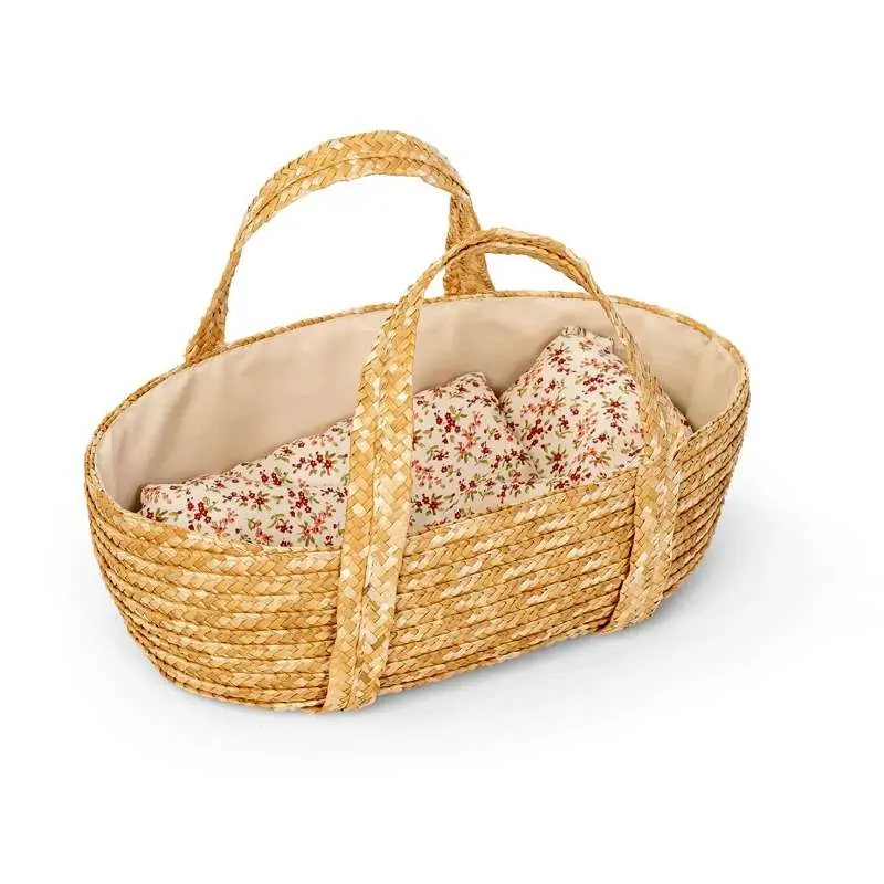 MaMaMeMo Moseskurv m. Sengetøj til Dukker - 35 cm.