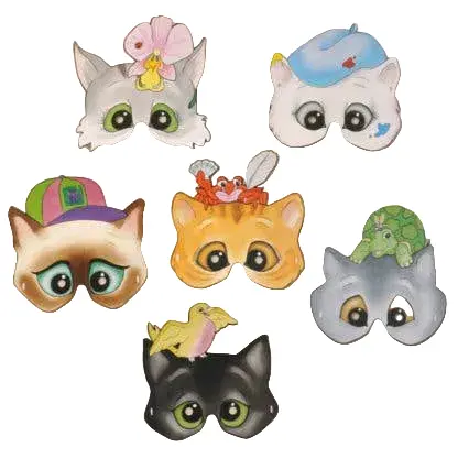 Mamelok - 6 Cats Themed Party Masks
