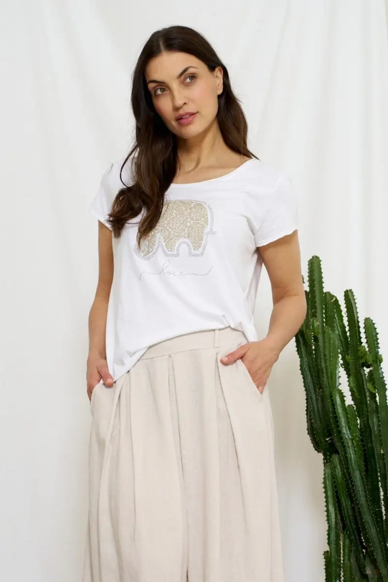 Marta Du Chateau - Cmarie T-Shirt 1535 - White Love Elephant