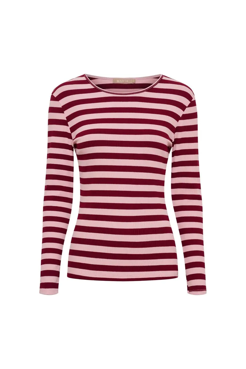 Marta Du Chateau - Mdcbegonia Ls Tee 7702 - Wino/Rosa Antique