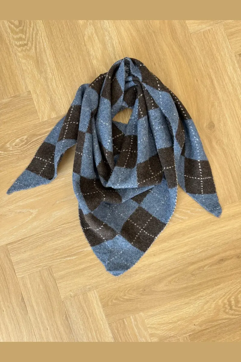 Marta Du Chateau - Mdcgretzel Scarf Ba-3446 - Jeans Blue/Coffee