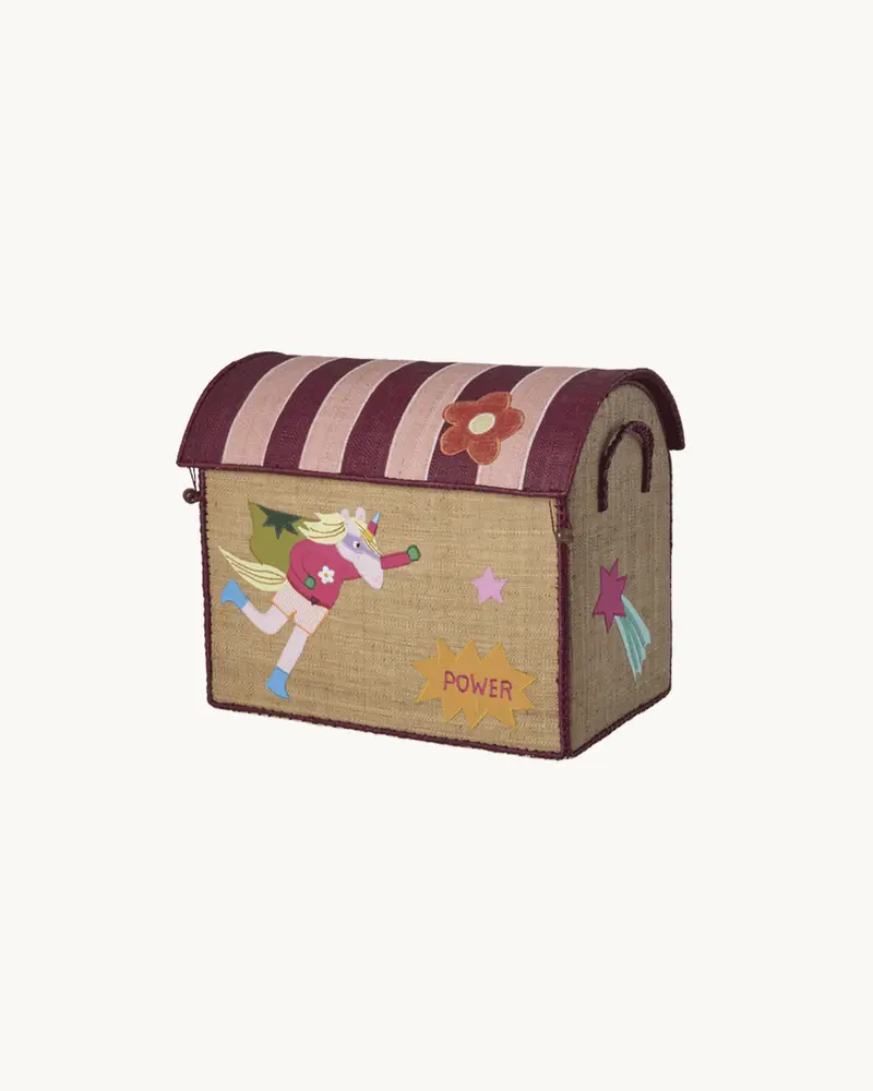 Medium Raffia Kurv 'Pink Helt'