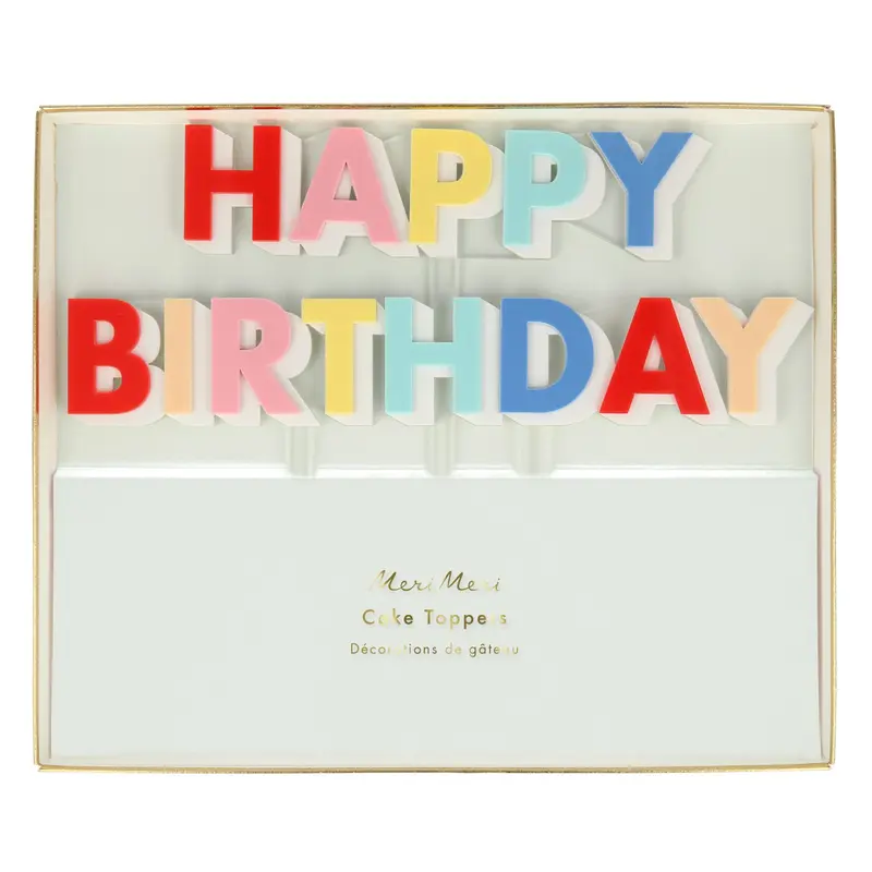 Meri Meri kagepynt, happy birthday akryl