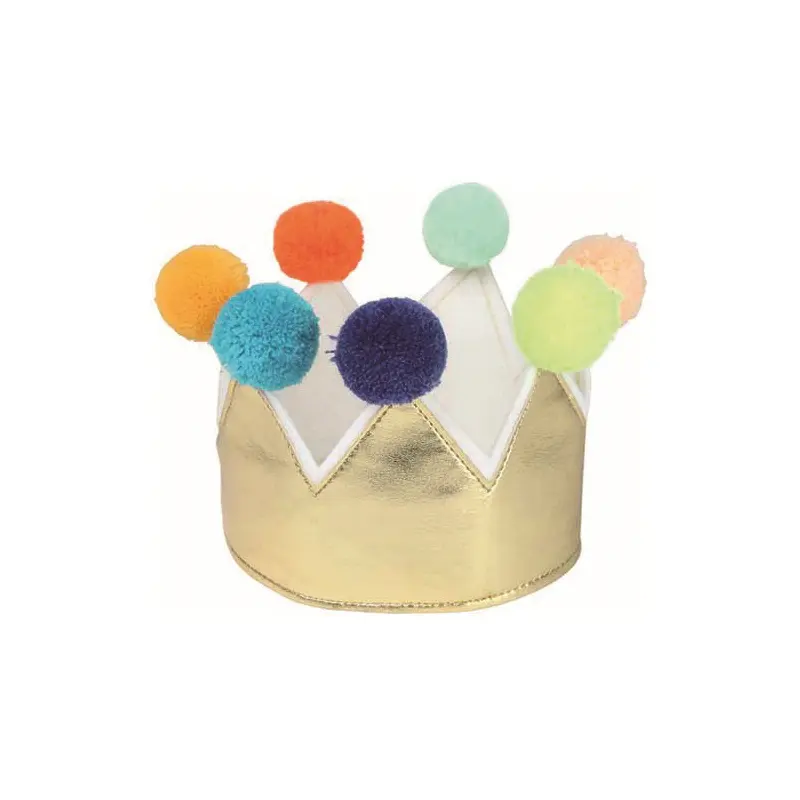 Meri Meri udklædning, guldkrone med pompom'er