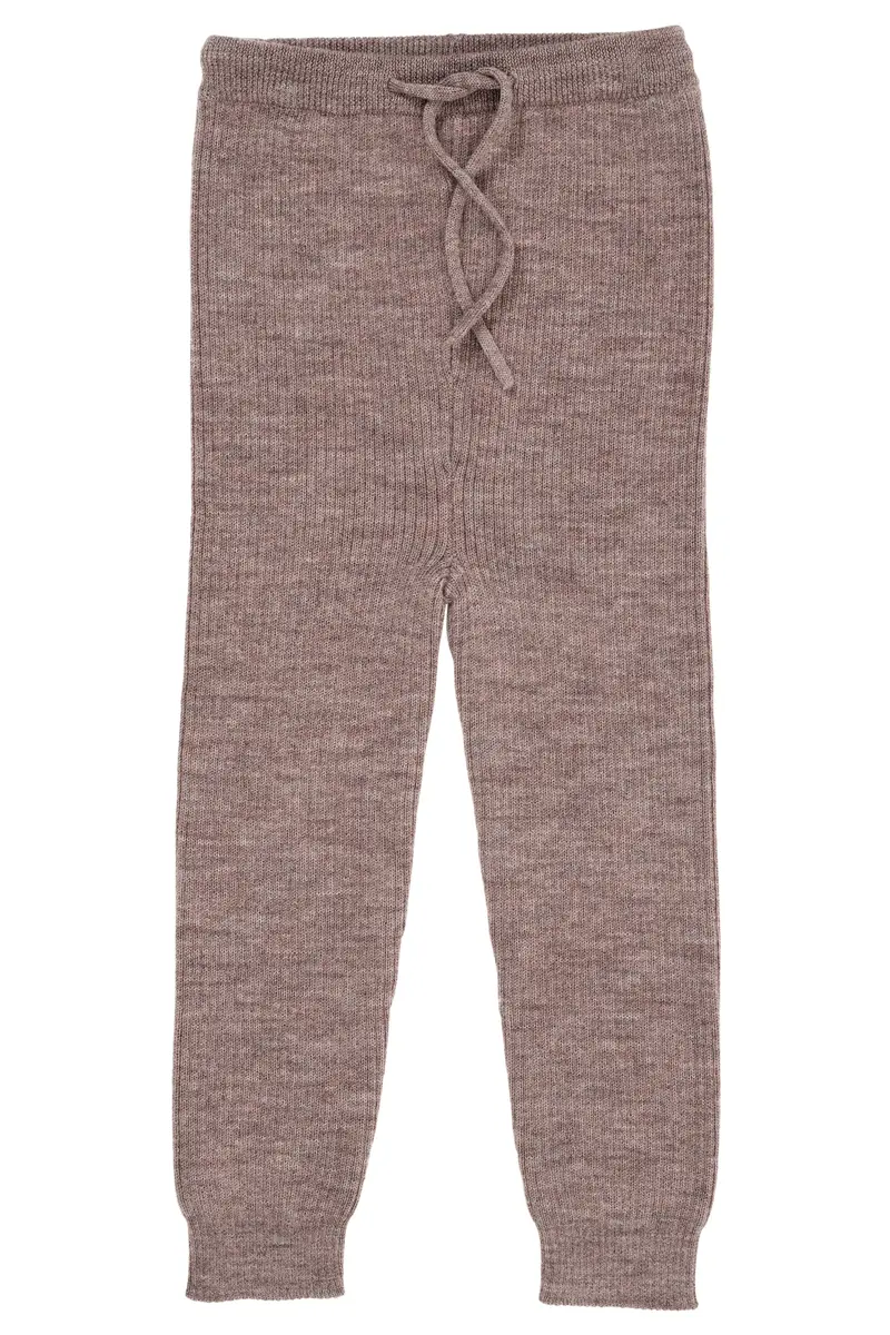 Merino Classic Rib Leggings W. Drawstrings - Natural Melange