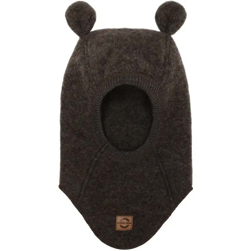 Mikk-Line Dark Brown Melange Uld Elefanthue Med Ører