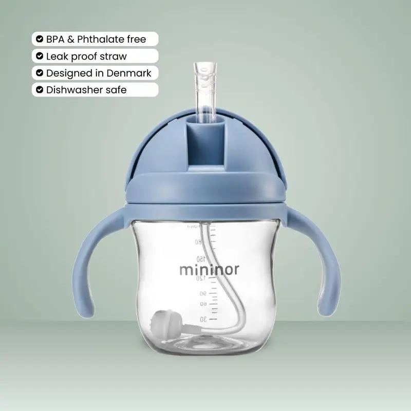 Mininor Sugerørskop Tritan 220ml Himmelblå