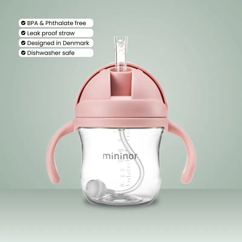 Mininor Sugerørskop Tritan 220ml Rose