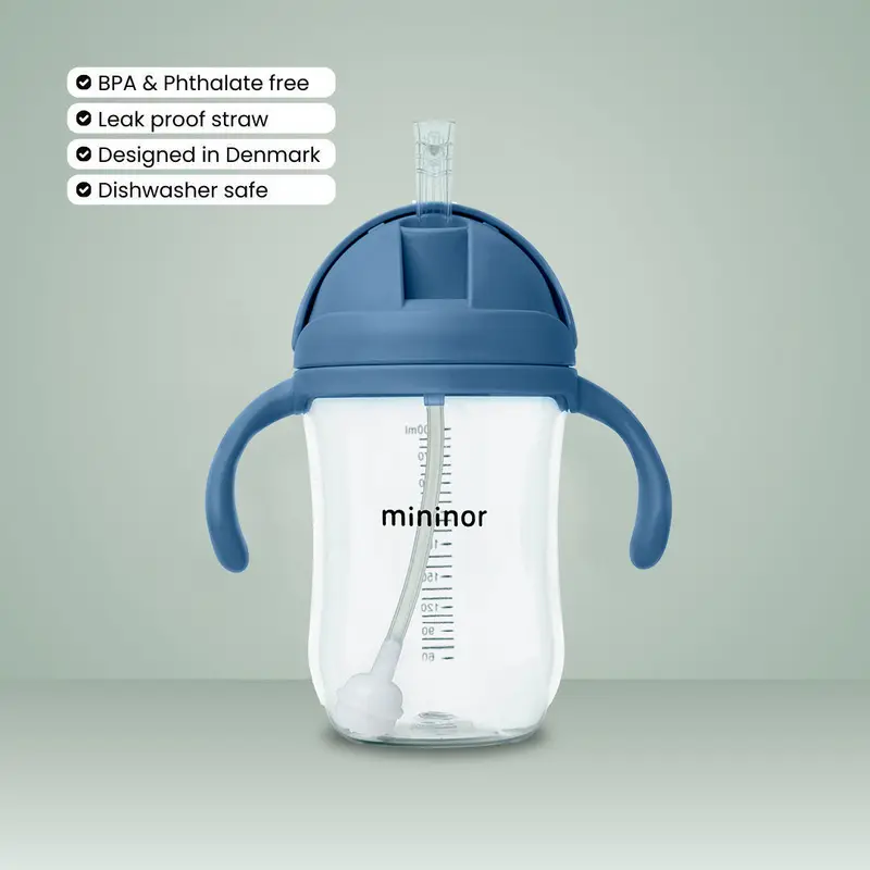 Mininor Sugerørskop Tritan 330ml Blå