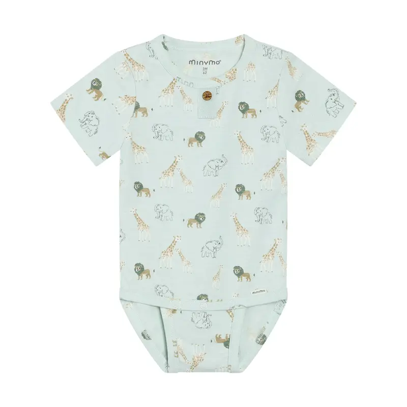 Minymo - blå body med zoo dyr 114347