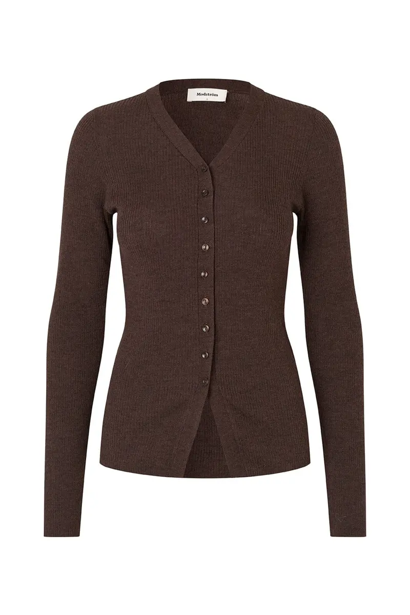 Modström - Hirokimd V-Neck Cardigan 59389 - 05508 - Seal Brown