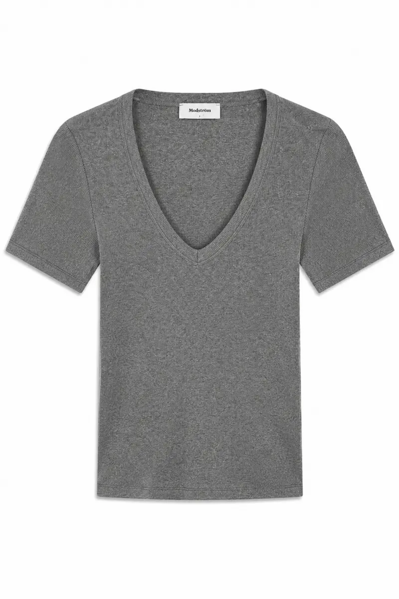 Modström - Igormd V-Neck T-Shirt 59953 - 7088 - Dark Grey Melange