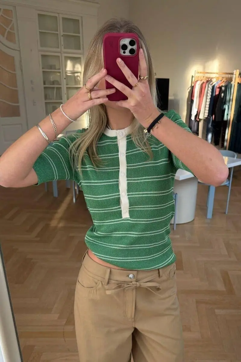 Modström - Pacificomd Ss Polo 58601 - 12036 - Medium Green Stripe