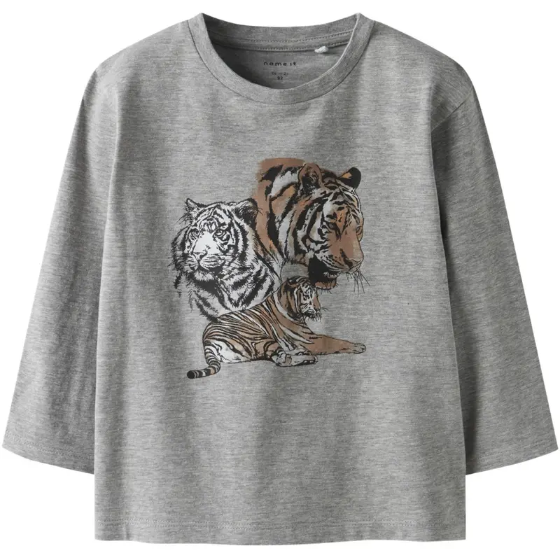 Name It Grey Melange Nmmthornton Ls Nreg Top Box "7"