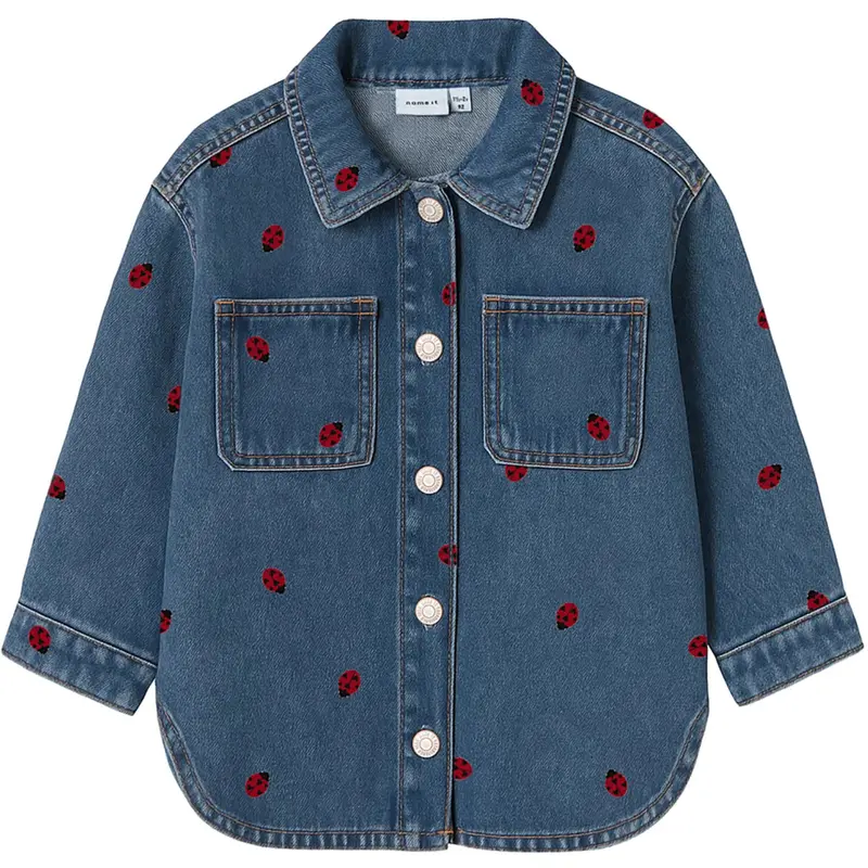Name It Medium Blue Denim Lady Bug Nmfnina Emb Denim Jakke 3285-Za D "306"
