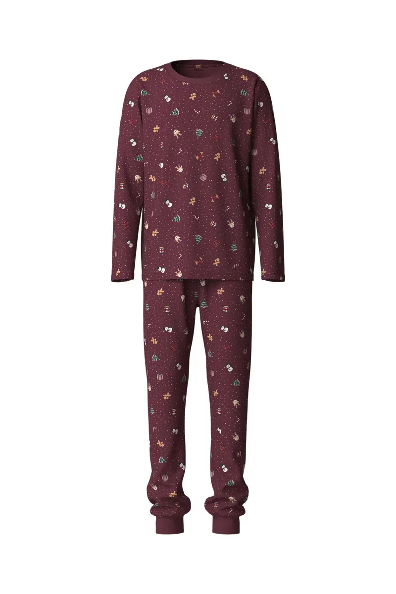 Name It - Nanvismas Ls Nightset - 5124798 Burgundy Christmas