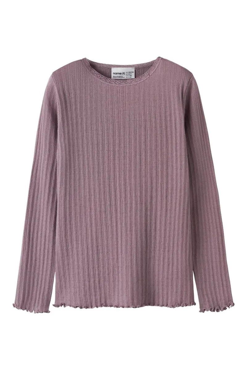 Name It - Nkfwossa Wo/Si Rib Ls Top - 4973641 Toadstool