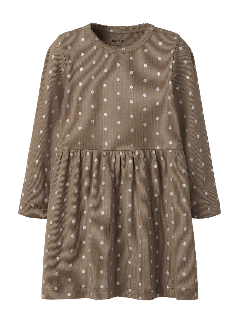name it nmflona ls dress taupe gray