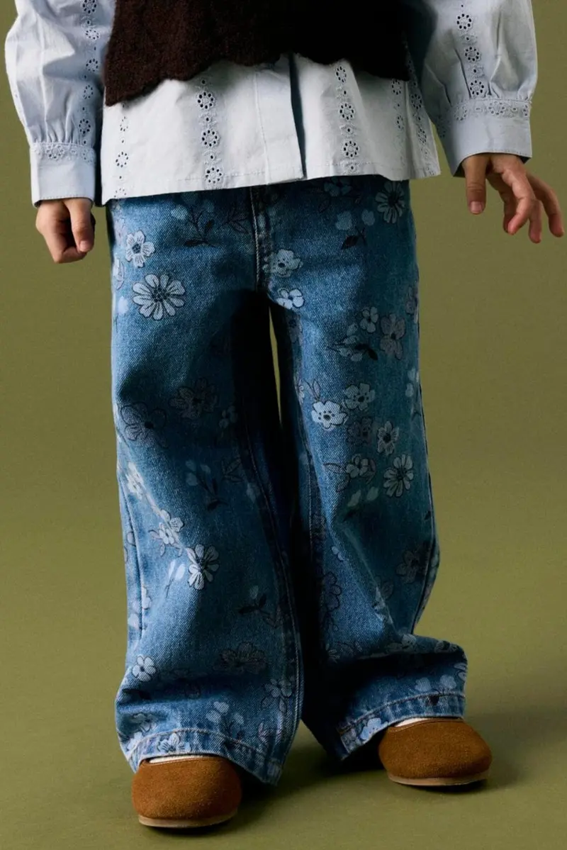 Name It - Nmfrose Wide Jeans 2633-Im - 5082409 Medium Blue Denim Flower