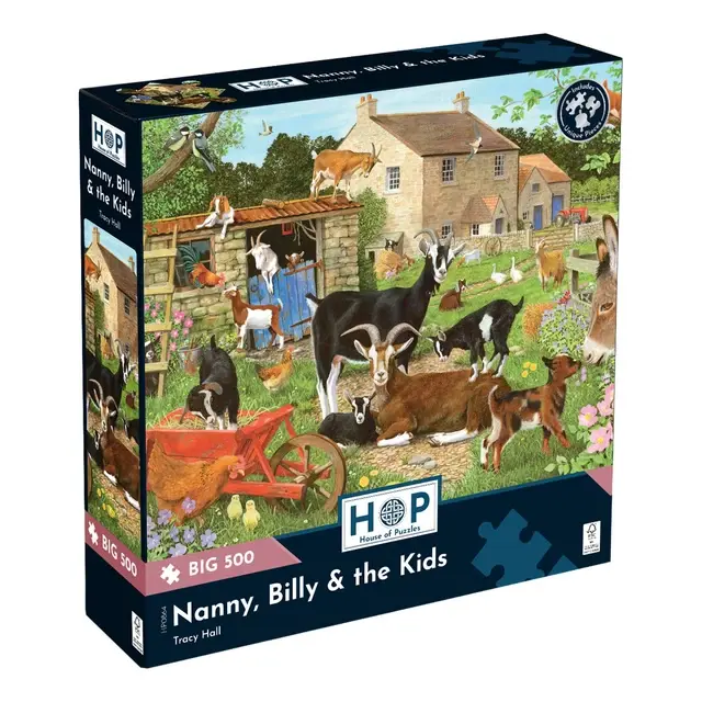 Nanny, Billy and the Kids puslespil 500 XL brikker fra House of Puzzles