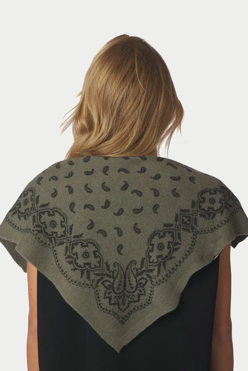 Neo Noir - Adelina Paisley Knit Scarf 169506 - 151 - Army