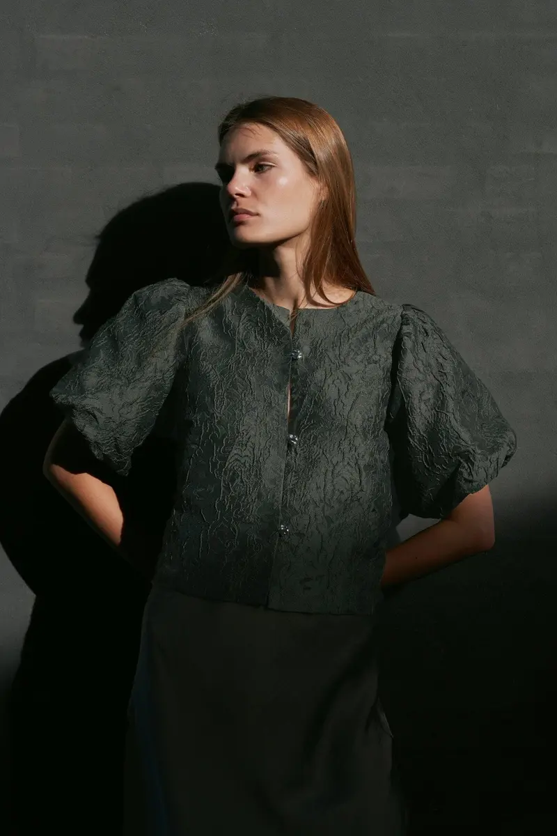 Neo Noir - Aisa Brocade Blouse 166369 - 155 - Dark Green