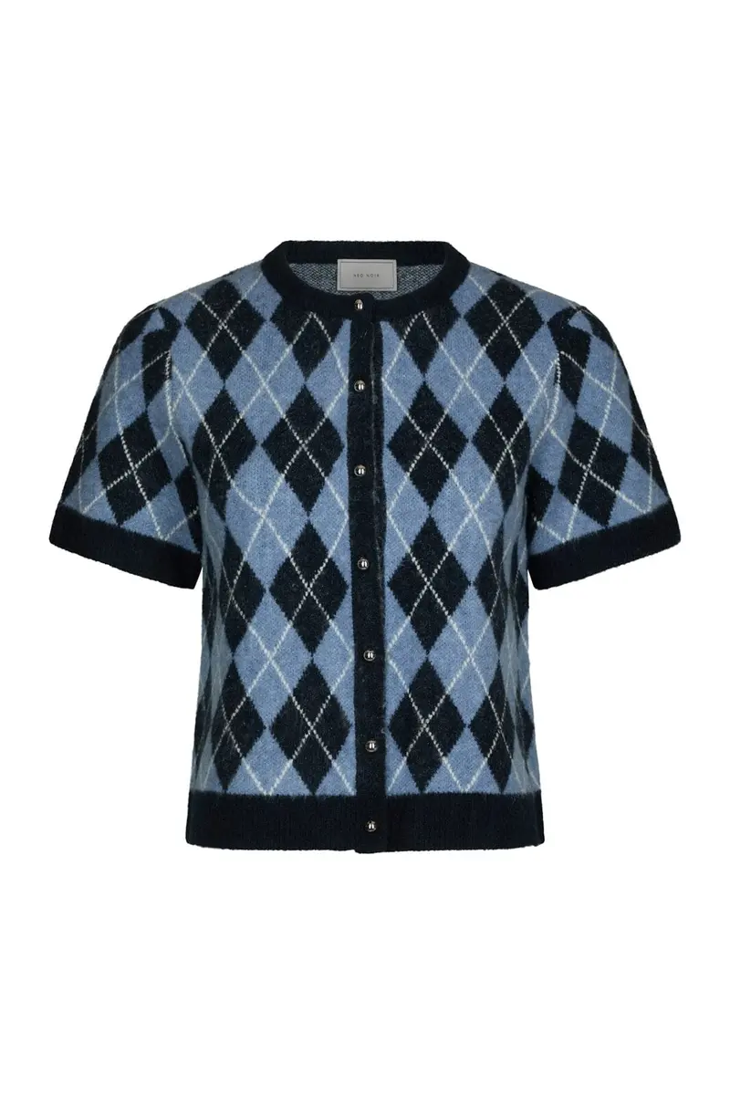 Neo Noir - Allestar Check Knit Cardigan 165729 - 141 - Navy