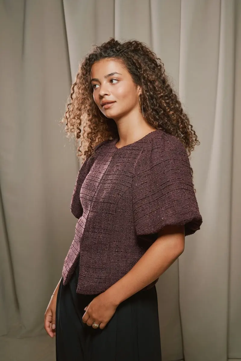 Neo Noir - Anela Boucle Glitz Blouse 170360 - 682 - Wine