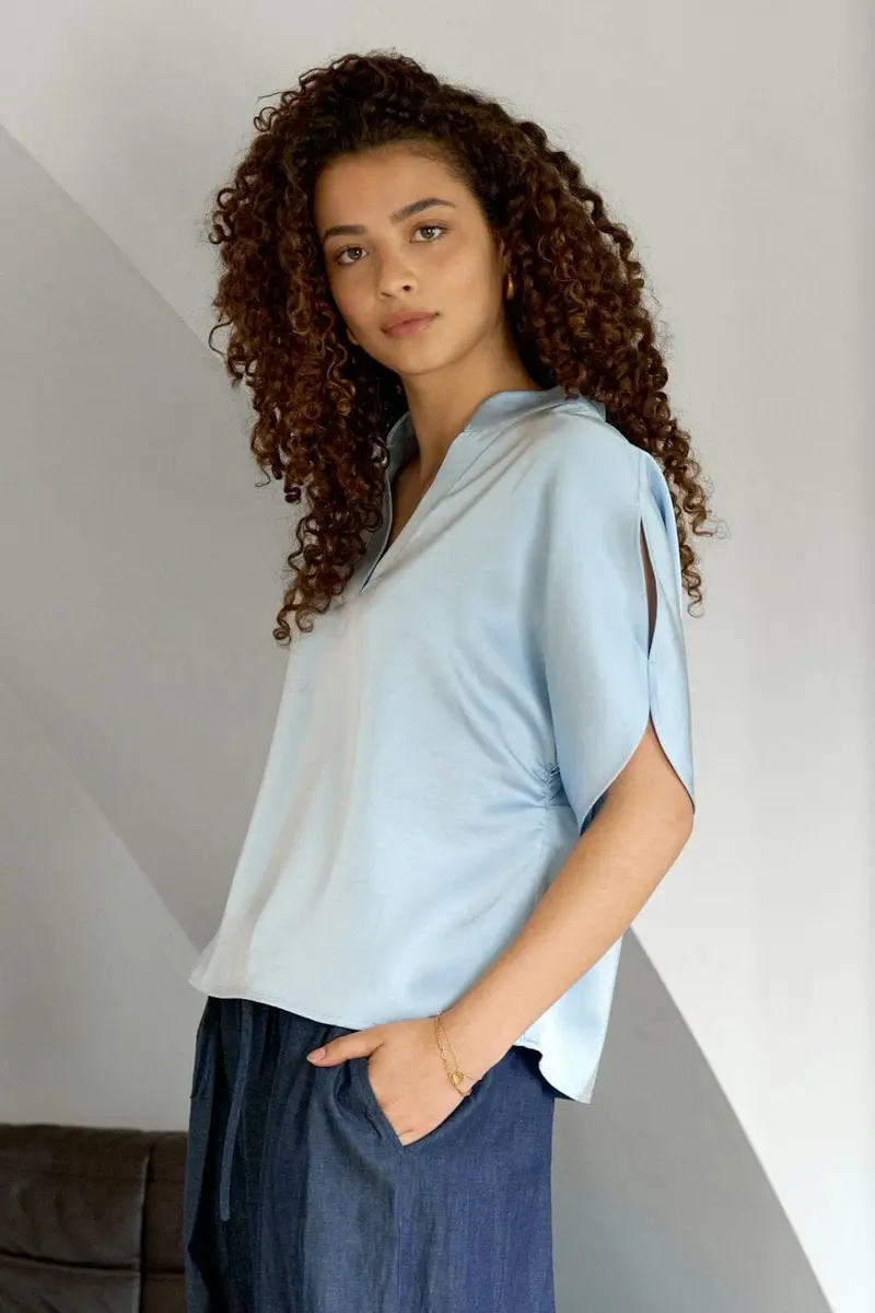 Neo Noir - Anelle Heavy Sateen Blouse 168286 - 145 - Light Blue