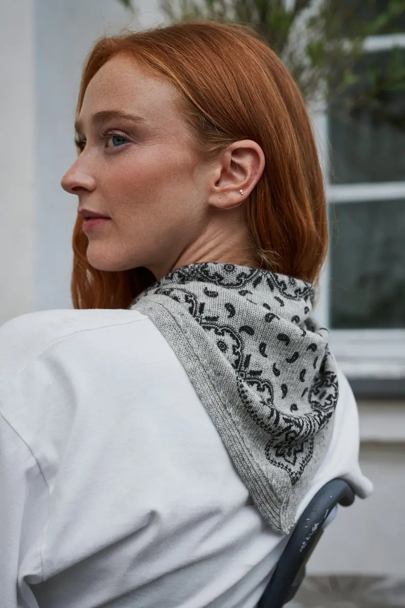 Neo Noir - Ariya Paisley Knit Scarf 171220 - 133 - Grey Melange