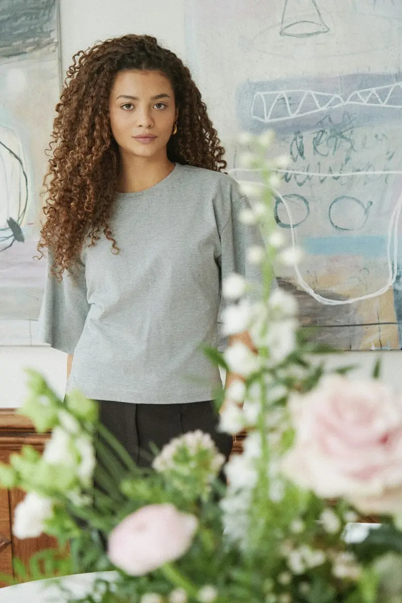 Neo Noir - Asha Boxy Tee 164418 - 133 - Grey Melange