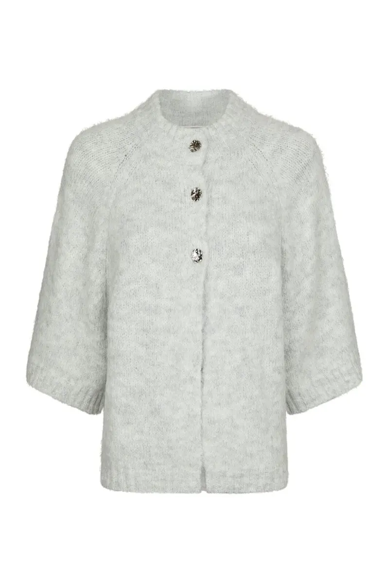Neo Noir - Benuta Fluffy Knit Cardigan 165816 - 103 - Light Grey Melange