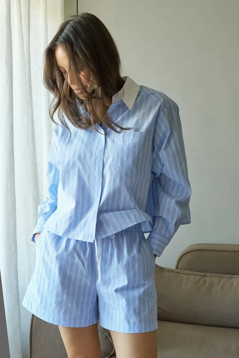 Neo Noir - Camell Stripe Shorts 169225 - 665 - Light Blue Stripe
