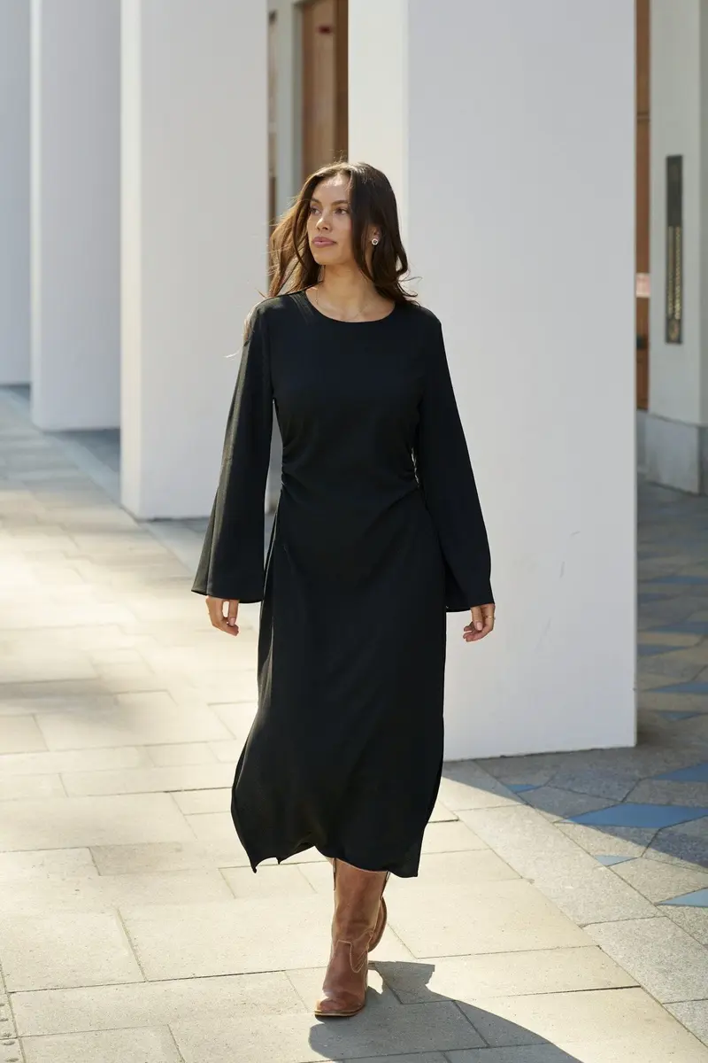 Neo Noir - Emmely Drape Dress 170471 - 100 - Black