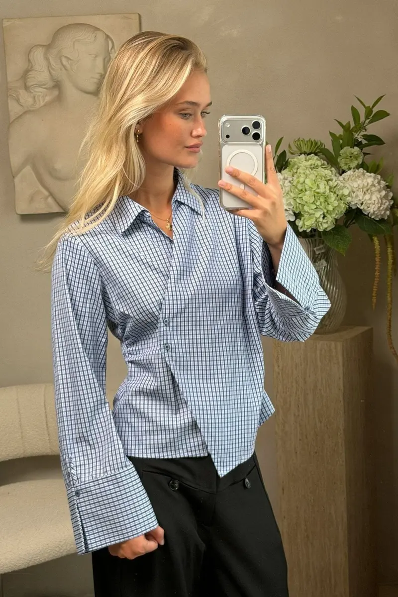 Neo Noir - Fenli Check Shirt 169775 - 140 - Blue
