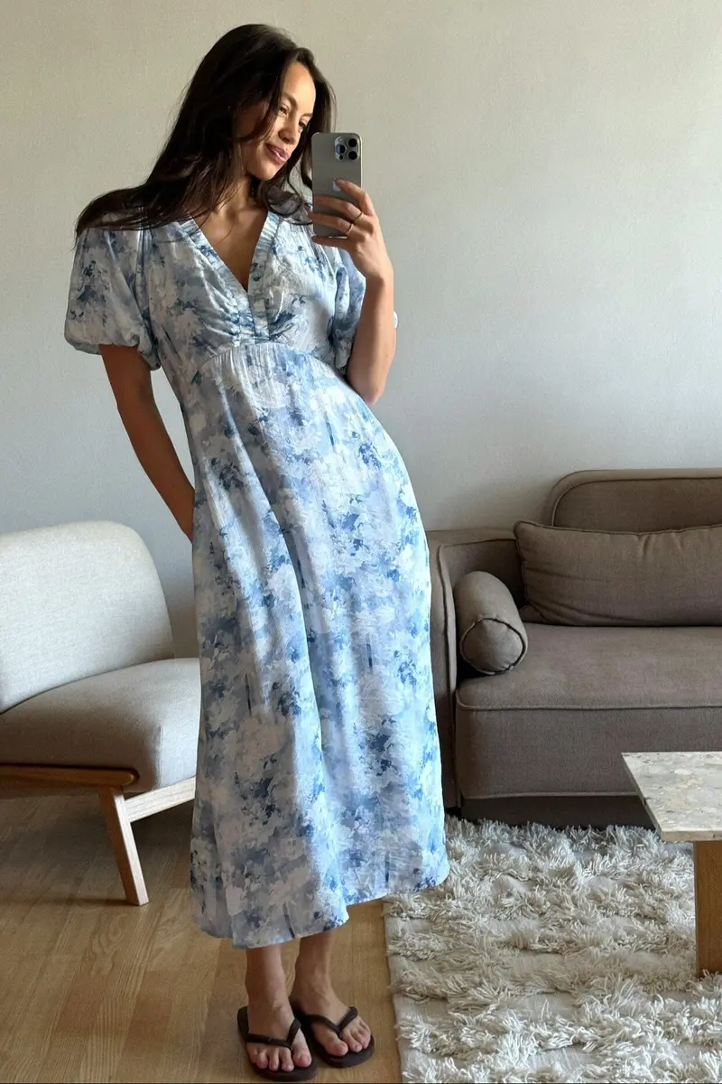 Neo Noir - Illana Floral Fusion Dress 168060 - 140 - Blue