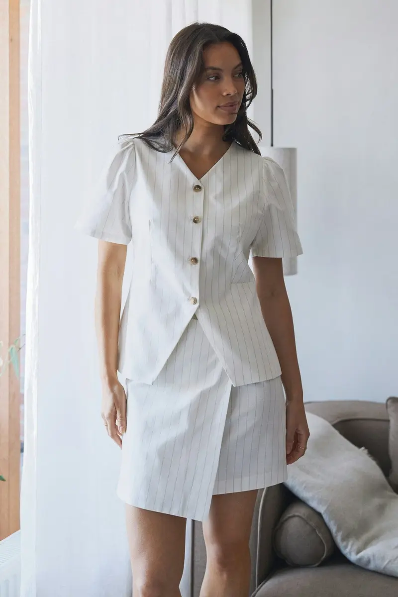 Neo Noir - Jules Summer Stripe Blouse 168850 - 979 - Taupe Stripe
