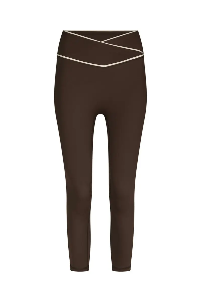 Neo Noir - Lea Wrap Contrast Capri Pants 170725 - 676 - Dark Brown