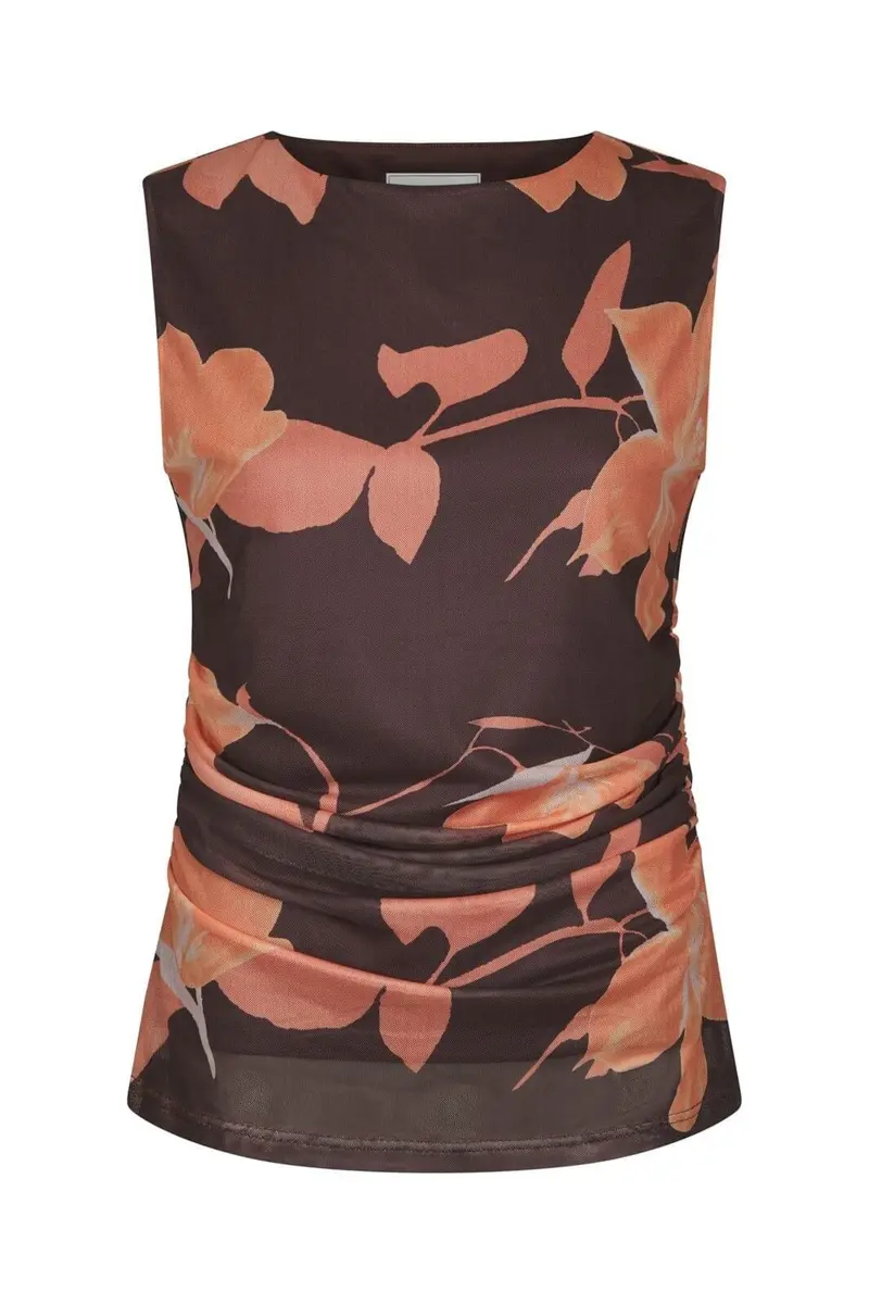 Neo Noir - Liblana Flower Mesh Top 168871 - 210 - Brown