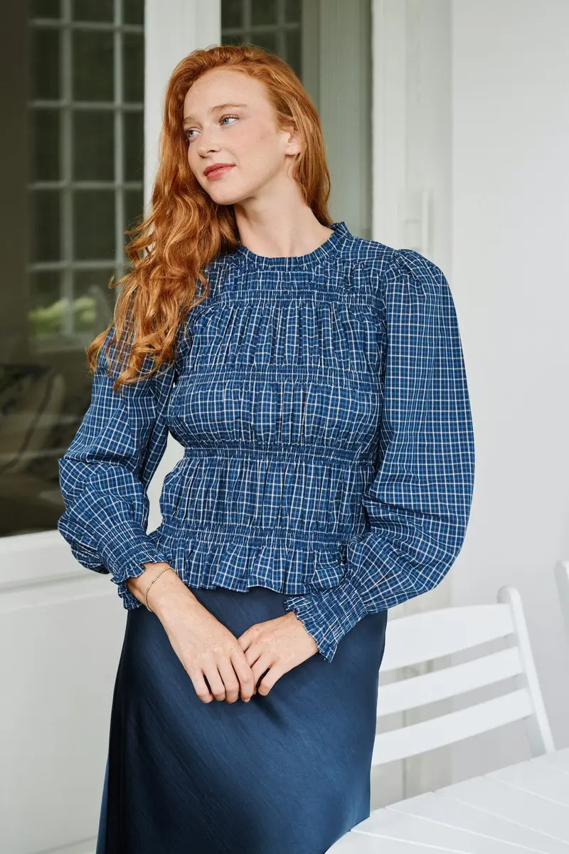 Neo Noir - Marcia Check Blouse 166893 - 140 - Blue