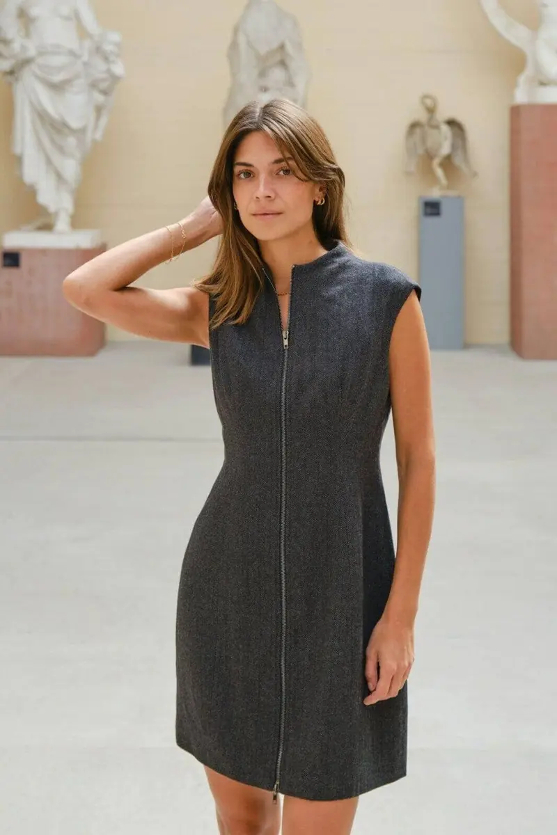 Neo Noir - Melville Herringbone Dress 166190 - 132 - Antracit