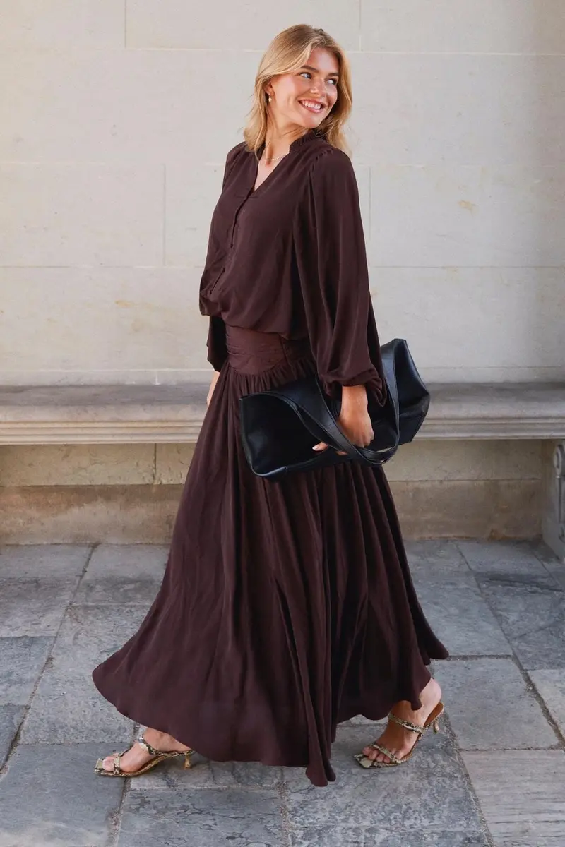 Neo Noir - Morien Woven Maxi Skirt 170488 - 676 - Dark Brown