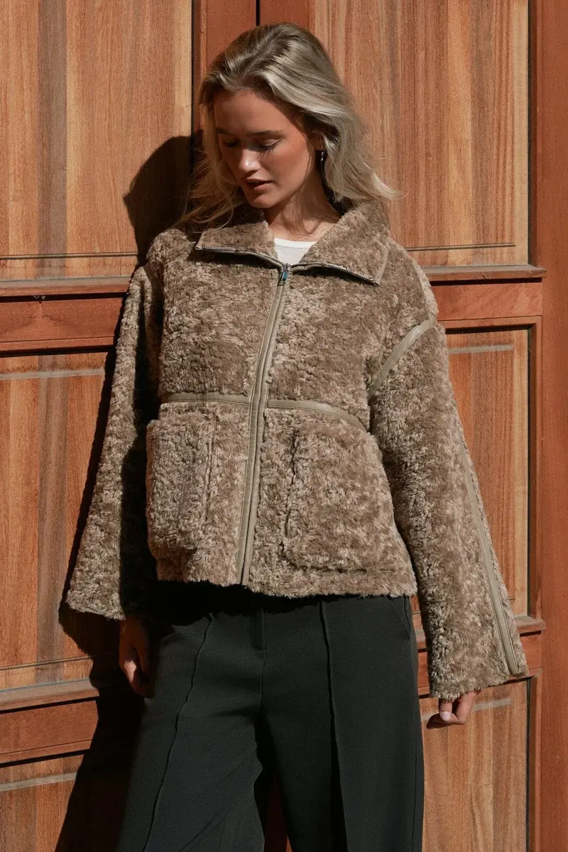 Neo Noir - Nida Faux Fur Jacket 168299 - 214 - Taupe