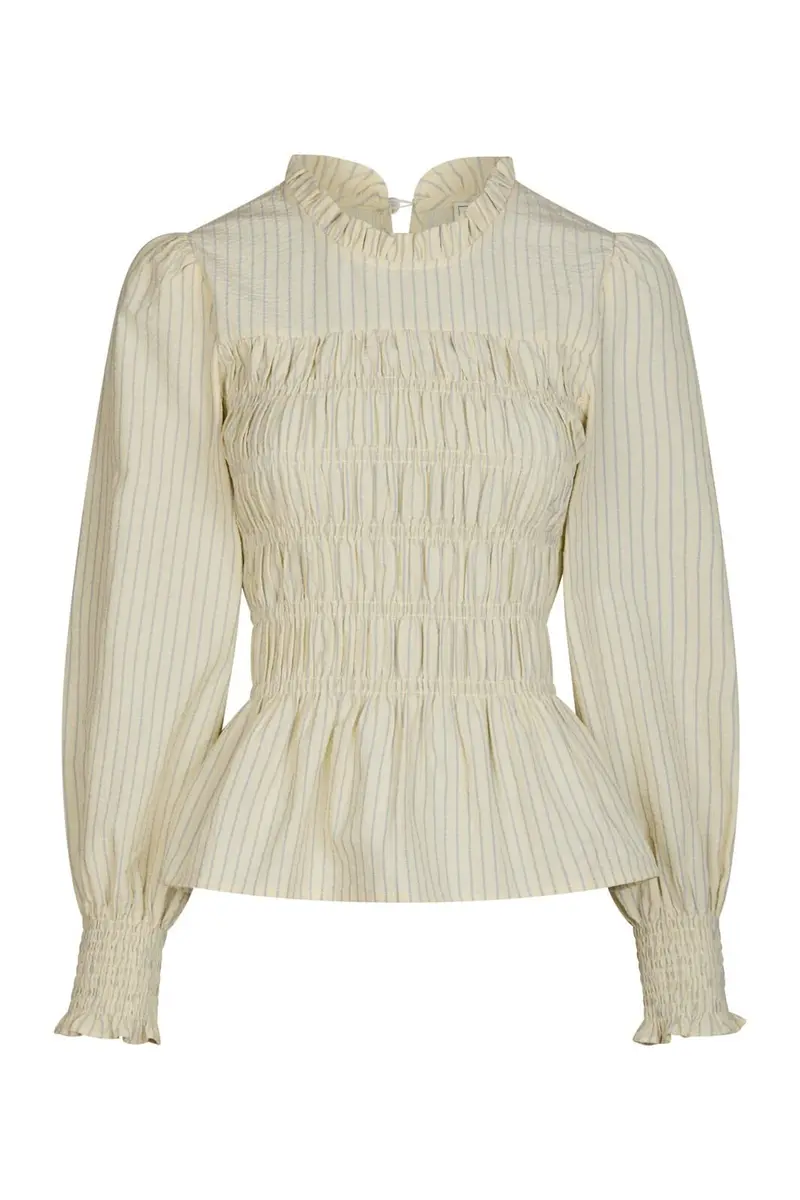 Neo Noir - Possa Crepe Stripe Blouse 166413 - 191 - Light Yellow