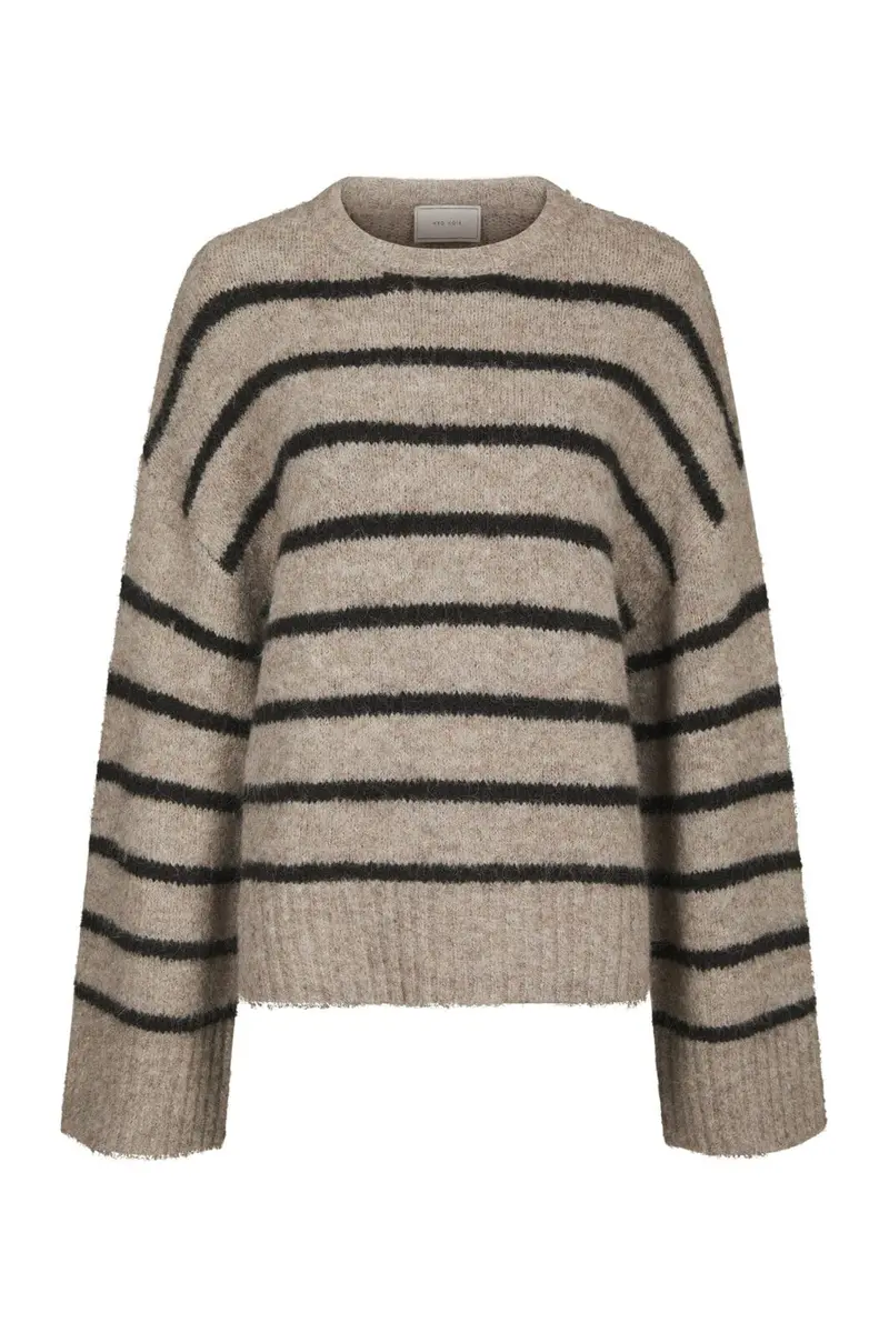 Neo Noir - Roeme Fluffy Stripe Knit 169708 - 976 - Beige Melange
