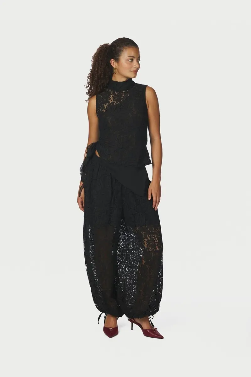 Neo Noir - Roxane Lace Balloon Pants 171670 - 100 - Black